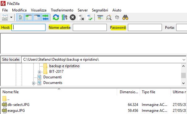 21 host nome utente password