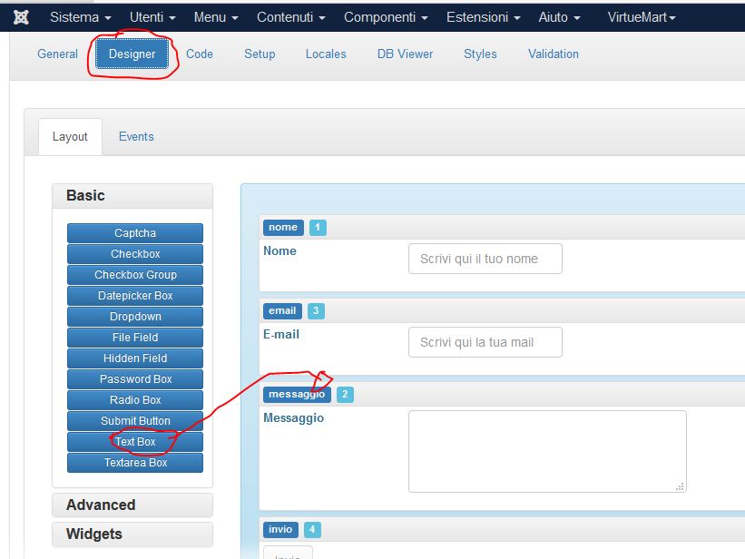 Chronoform designer tab