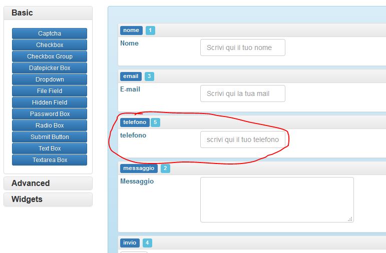 Nuovo campo "telefono" aggiunto da backend