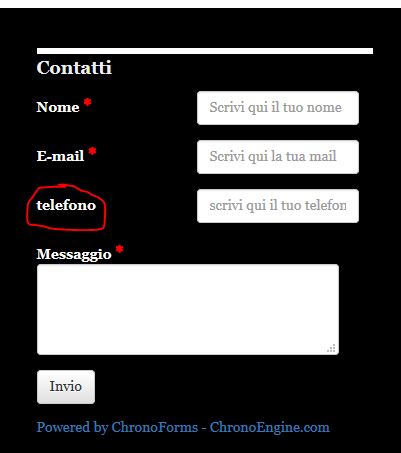 Nuovo campo "telefono" aggiunto vista frontend